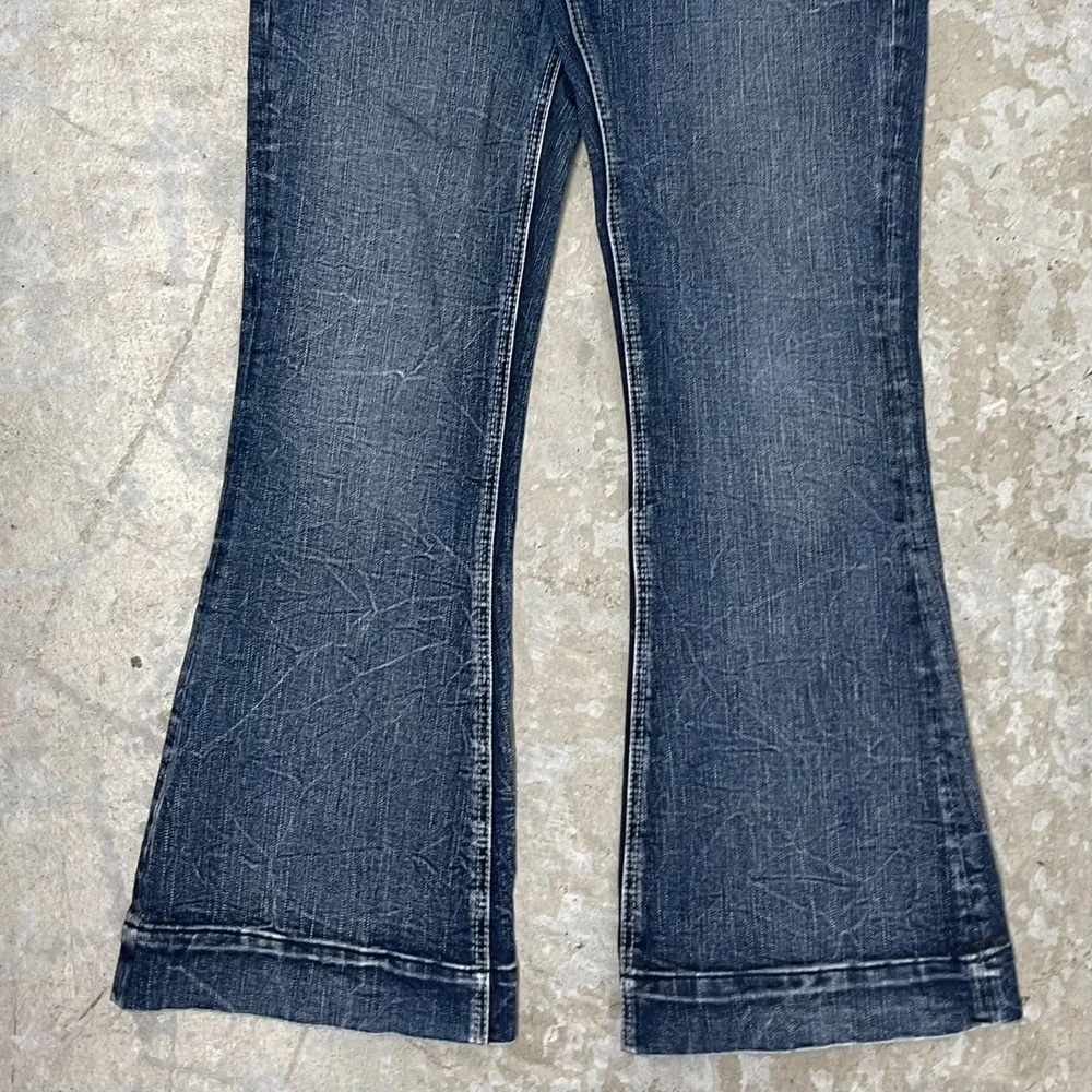 Rock & Roll Cowgirl Jeans Women 29x32 Blue Mid Trouser Flare Boho Mid Rise Denim